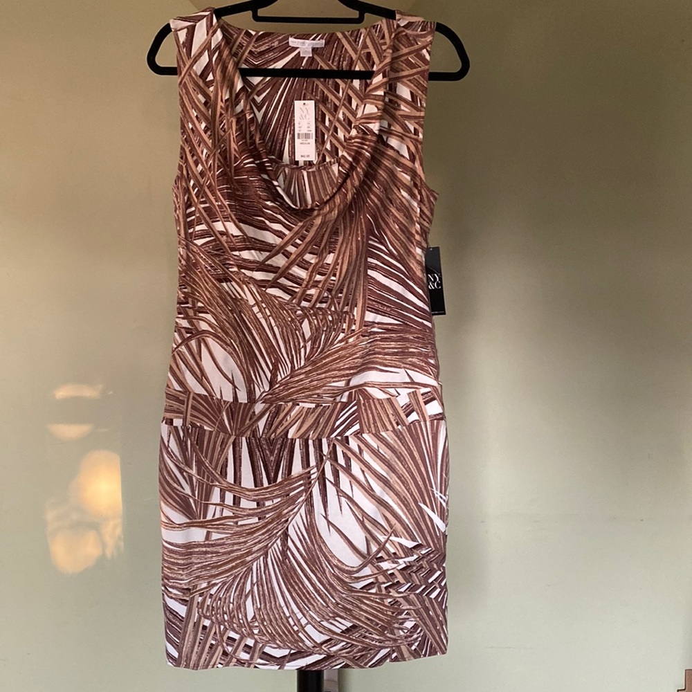 NY&Co Brown and White Print Sleeveless Dress NWT